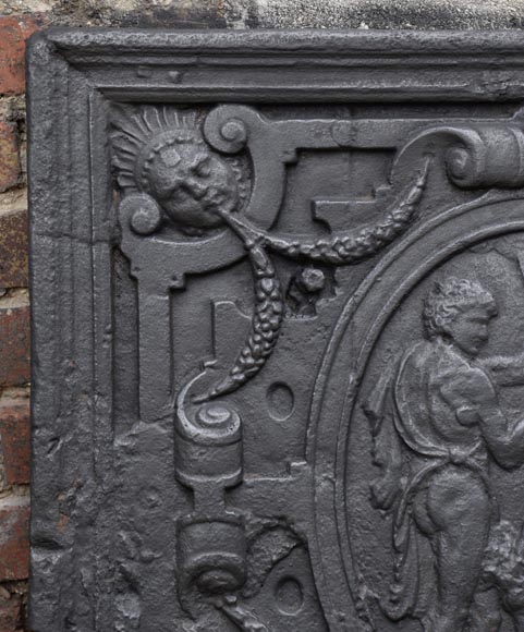 Scène de couronnement, plaque de cheminée ancienne du XVIIè siècle-2