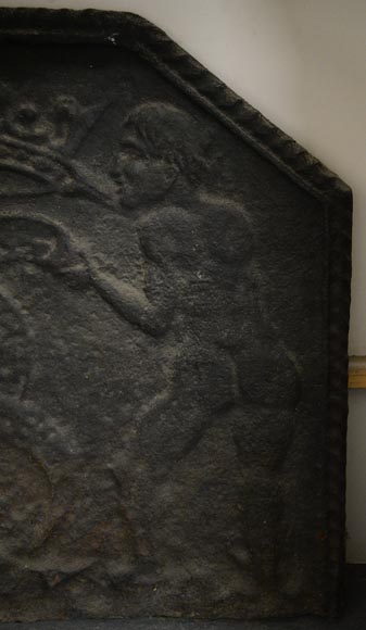Rare plaque de cheminée ancienne du XVIIè siècle avec Satan-4