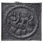 Plaque de cheminée ancienne représentant les Damnés brûlant en Enfer 