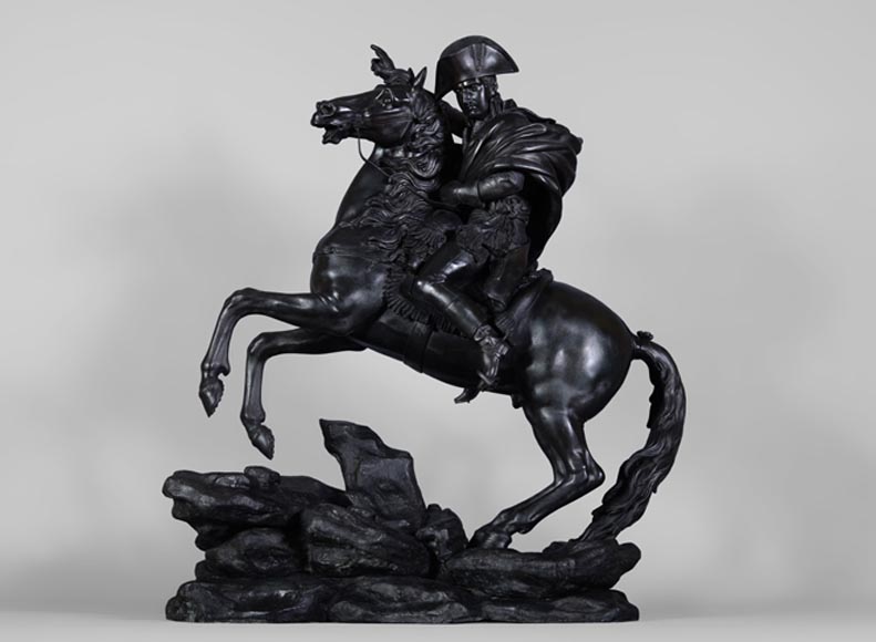 Jean Francois Gechter Att A Bonaparte Franchissant Le Grand Saint Bernard Importante Sculpture En Bronze Patine Sculpture