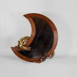 Gabriel VIARDOT (Att. à ) - Rare miroir japonisant en croissant de lune au dragon de bronze