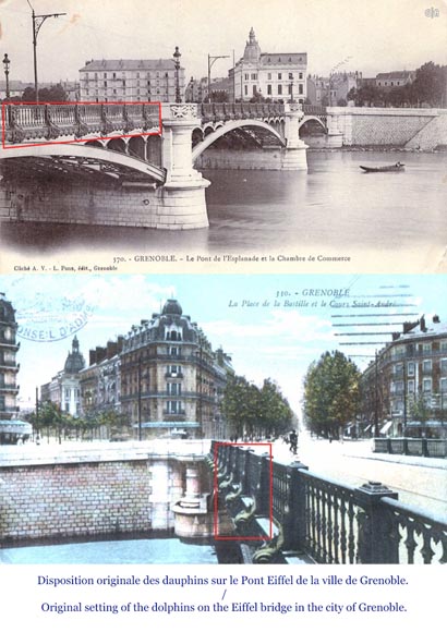 Gustave Eiffel (1832-1923) - Two cast iron dolphins coming from the Pont de la Porte de France in Grenoble, circa 1892_fr