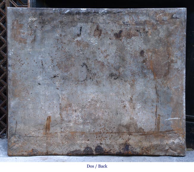 Importante plaque de cheminée ancienne aux Colonnes d'Hercule et branches de laurier de style Louis XVI-6