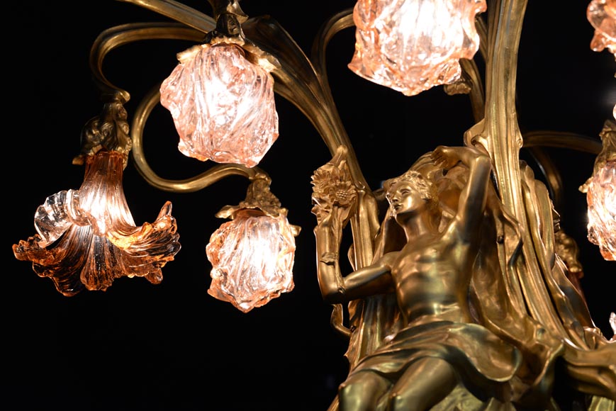 Lampe en Bronze Doré – Milieu XIXe - Antiquités Lecomte