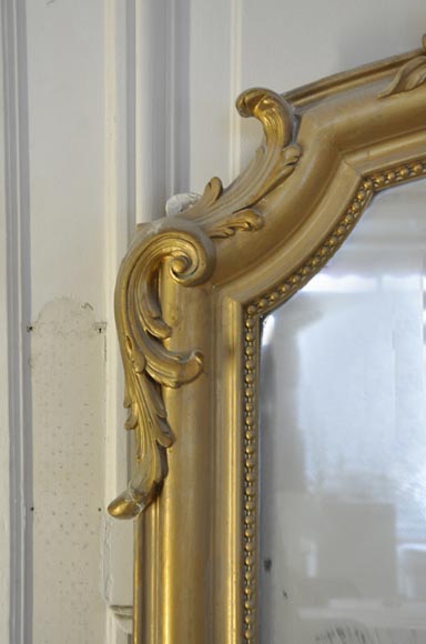 Petit trumeau ancien de style Louis XV peint aux perles-2