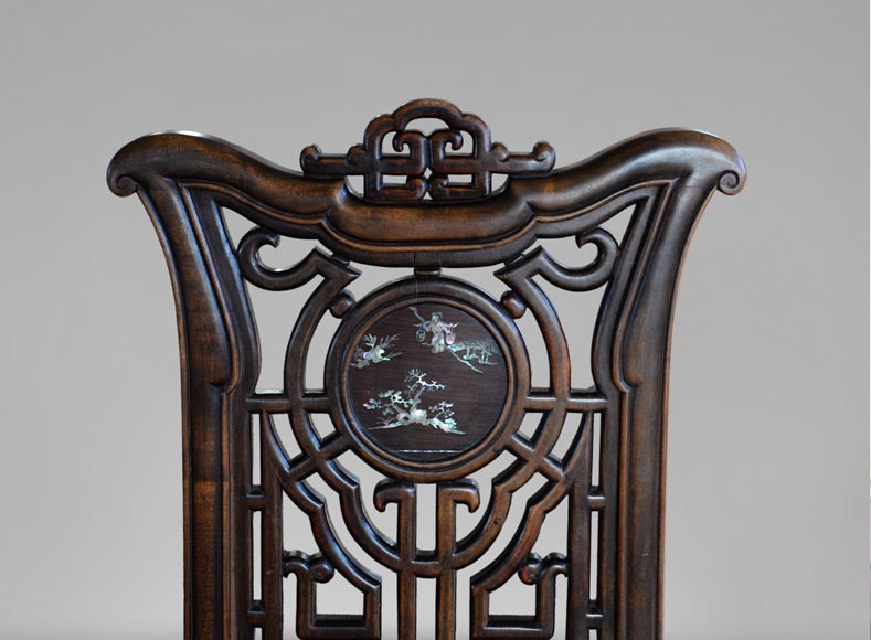 Gabriel VIARDOT (1830-1906) - Bureau japonisant à décor de nacre et sa chaise-9