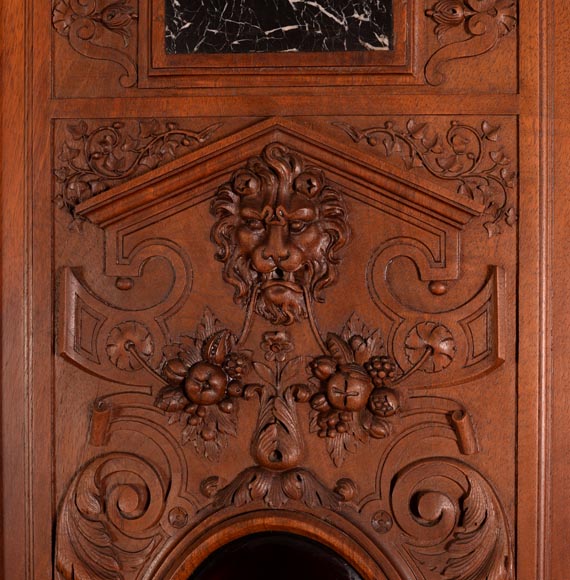  Important cabinet en noyer de style Néo-Renaissance - Émaux peints signés par Théophile Soyer (1853-1940)-13