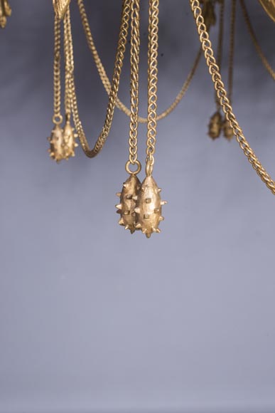 Jean-François-Théodore GECHTER (1795–1844 ) & Nicolas-Germain CHARPENTIER (1807–1864), Ensemble comprenant un lustre et une paire d’appliques aux porte-étendards et trophées-9