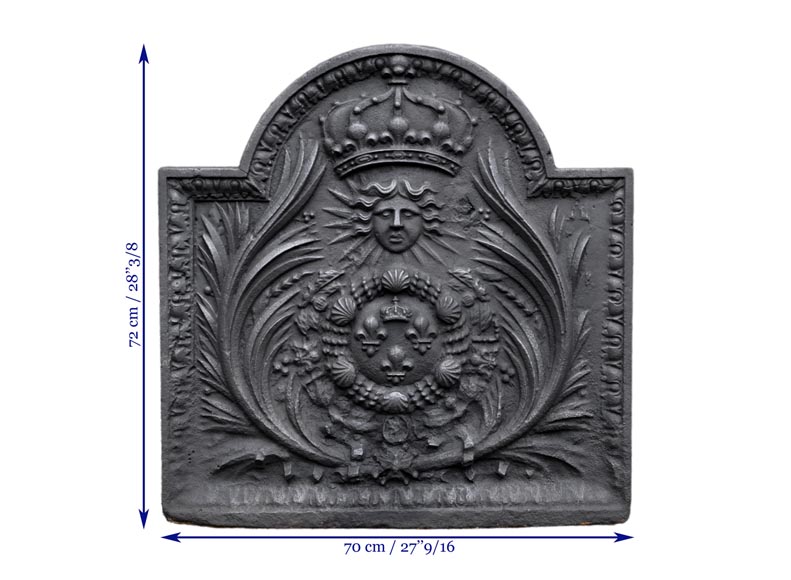 Plaque de cheminée ancienne en fonte aux armes de France, XVIIIème siècle-7