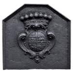 Plaque de cheminée ancienne aux armes de la famille Joly, XVIIIème siècle