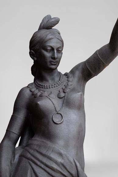 Val d'Osne Foundry - Beautiful pair of statues with Indians made of cast iron _fr