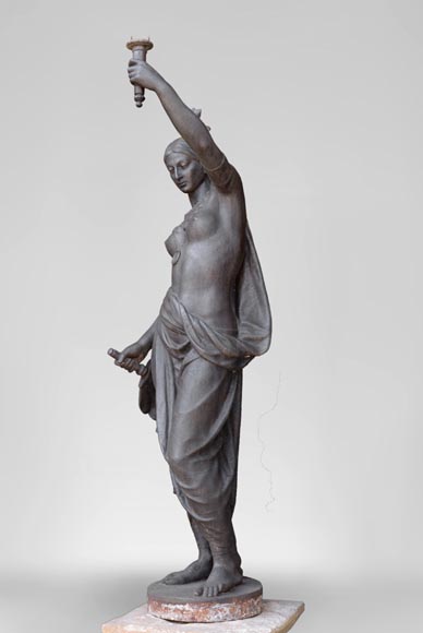 Fonderie du Val d'Osne - Belle paire de statues aux indiens en fonte -11