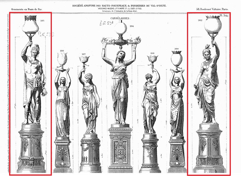 Fonderie du Val d'Osne - Belle paire de statues aux indiens en fonte -17