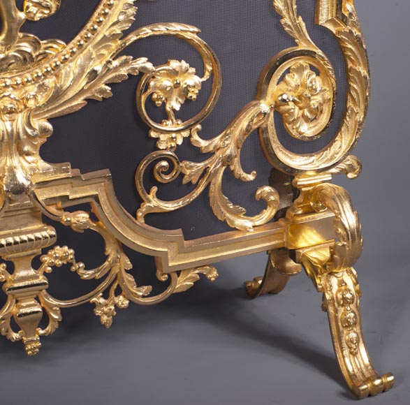 Pare-étincelles ancien de style Napoléon III en bronze à la danseuse-7