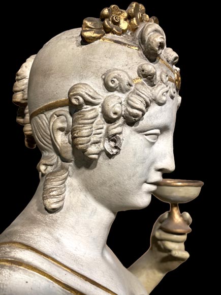 Groupe statuaire en plâtre Hébé et Terpsichore-4