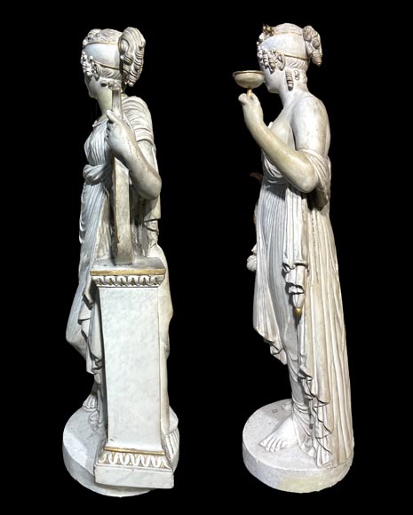 Groupe statuaire en plâtre Hébé et Terpsichore-7