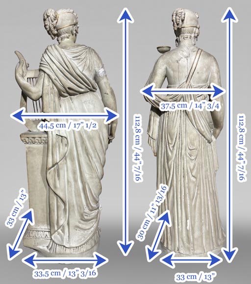 Groupe statuaire en plâtre Hébé et Terpsichore-8