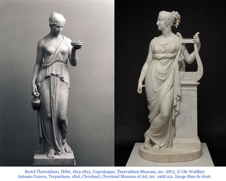 Groupe statuaire en plâtre Hébé et Terpsichore-9