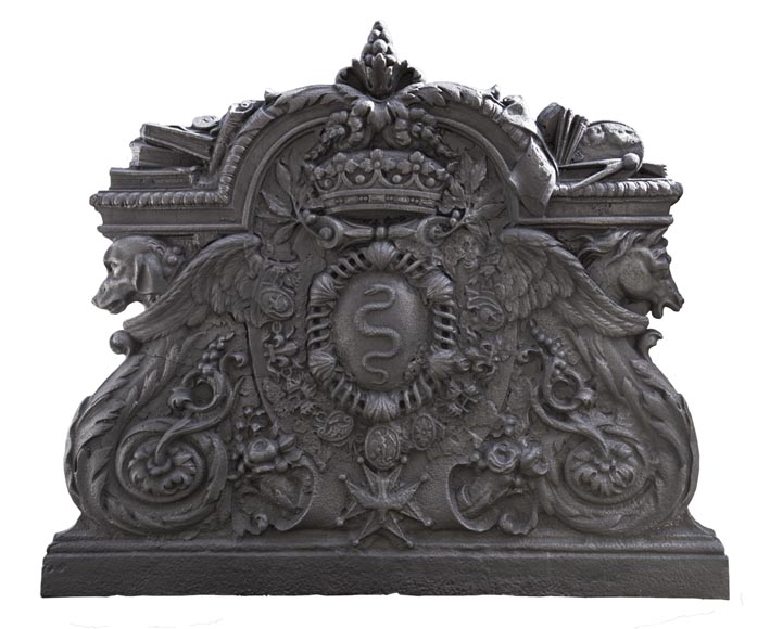 Extraordinaire plaque de cheminée aux armes de Jean-Baptiste Colbert, marquis de Seignelay-0