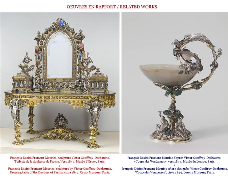 Victor GEOFFROY-DECHAUME (modèle de) et Auguste-Maximilien DELAFONTAINE (bronzier) - Garniture « Persane » en bronze doré et argenté-12