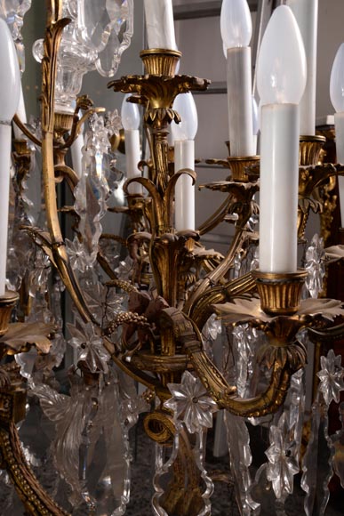 Lustre Plafonnier Style Napoléon III – Reproduction, Gris, Verre, E27