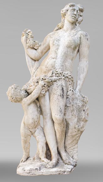 Vénus et Cupidon, statue hollandaise du XVIIe siècle, en marbre de Carrare-0