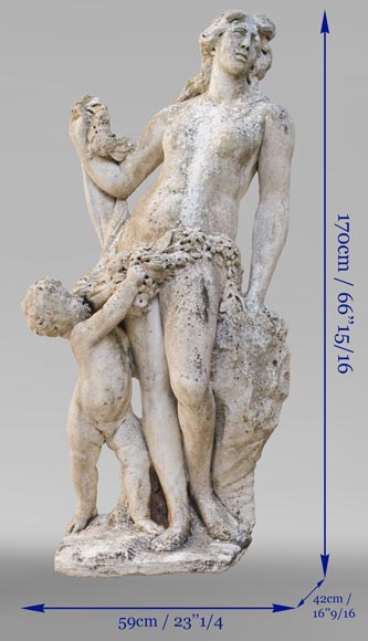 Vénus et Cupidon, statue hollandaise du XVIIe siècle, en marbre de Carrare-13