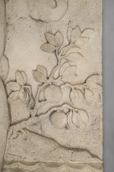 La Maternité et l'Agriculture, important bas-relief monumental d'époque Art Déco en pierre composite, signé-8