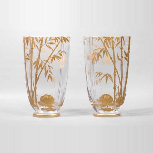 BACCARAT (attribué à), Paire de vases au décor de bambous, vers 1880