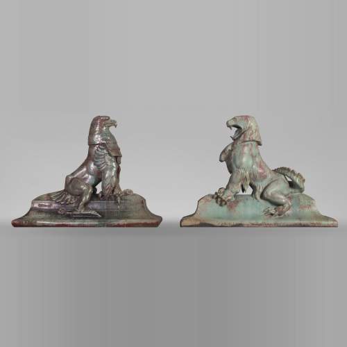 Emmanuel FREMIET (1824-1910) et Emile MÜLLER ET CIE L'Aigle et le lézard, tuiles faîtières d'après les sculptures du Château de Pierrefonds