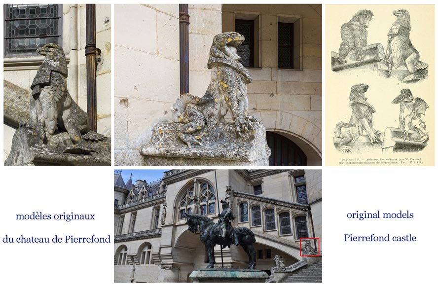 Emmanuel FREMIET (1824-1910) et Emile MÜLLER ET CIE L'Aigle et le lézard, tuiles faîtières d'après les sculptures du Château de Pierrefonds-13