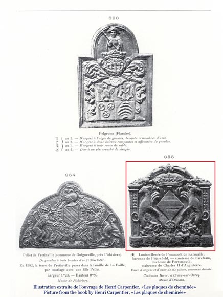Belle plaque de cheminée ancienne aux armes de Pénancoët de Kéroualle-6