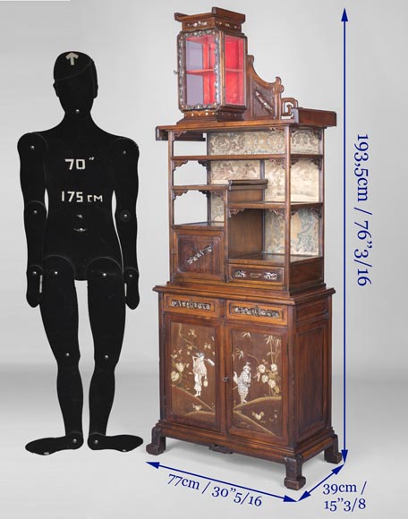 Maison des Bambous Alfred PERRET et Ernest VIBERT (attribué à) - Meuble-vitrine d'inspiration extrême-orientale-12