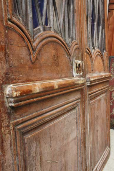Porte en bois double face XVIIIe avec ferronerie du XIXe-5