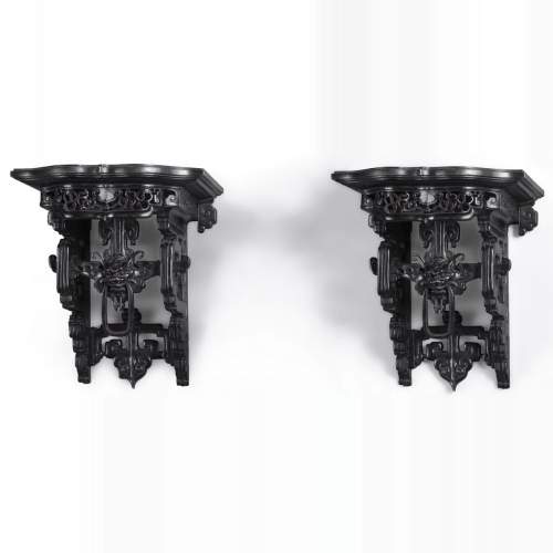 Eugène-Frédéric PIAT (1827-1903) - Paire de consoles d’applique japonisantes dont un modèle similaire a appartenu à Sarah Bernhardt