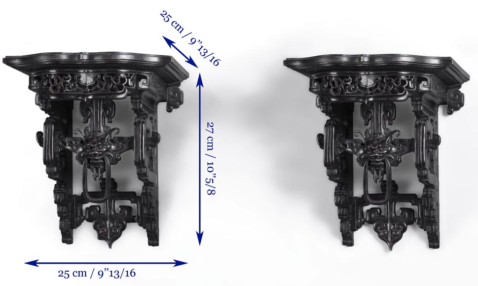 Eugène-Frédéric PIAT (1827-1903) - Paire de consoles d’applique japonisantes dont un modèle similaire a appartenu à Sarah Bernhardt-5