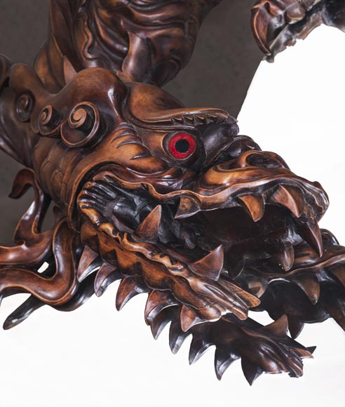 Maison des Bambous Alfred PERRET et Ernest VIBERT - Grande desserte japonisante et son miroir aux dragons Maison des Bambous Alfred PERRET et Ernest VIBERT - Grande desserte japonisante et son miroir aux dragons-3
