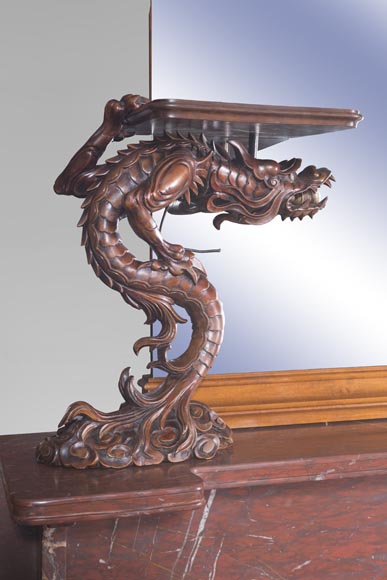 Maison des Bambous Alfred PERRET et Ernest VIBERT - Grande desserte japonisante et son miroir aux dragons Maison des Bambous Alfred PERRET et Ernest VIBERT - Grande desserte japonisante et son miroir aux dragons-6