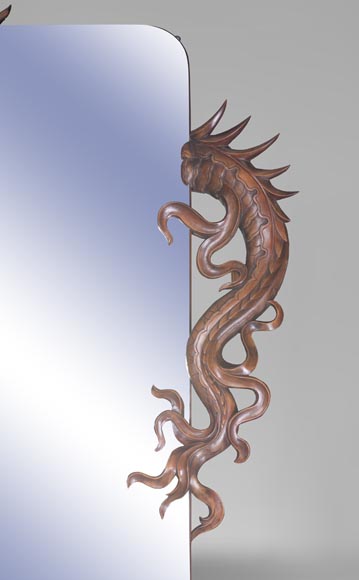Maison des Bambous Alfred PERRET et Ernest VIBERT - Grande desserte japonisante et son miroir aux dragons Maison des Bambous Alfred PERRET et Ernest VIBERT - Grande desserte japonisante et son miroir aux dragons-7