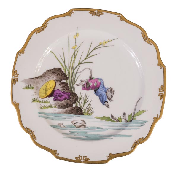 Ch. PILLIVUYT & Cie, Paris - « Le village secret des souris » Ensemble de 12 assiettes japonisantes inspirées par la Manga de Hokusai-2