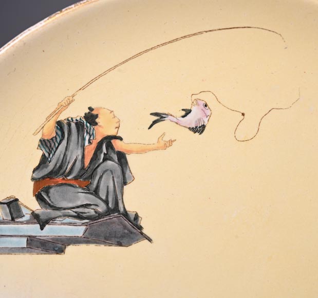 Manufacture Jules Vieillard & Cie, service de 9 assiettes japonisantes-10