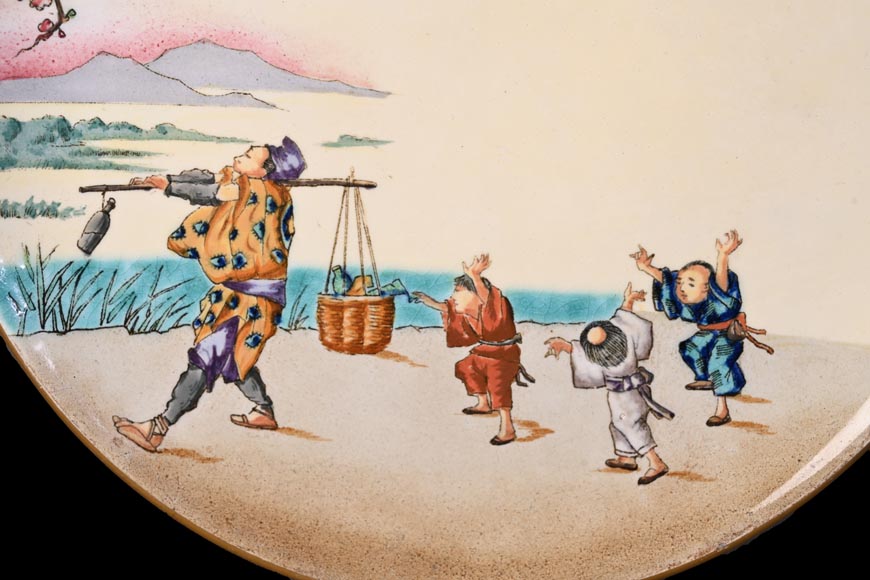 Manufacture Jules Vieillard & Cie, service de 9 assiettes japonisantes-12