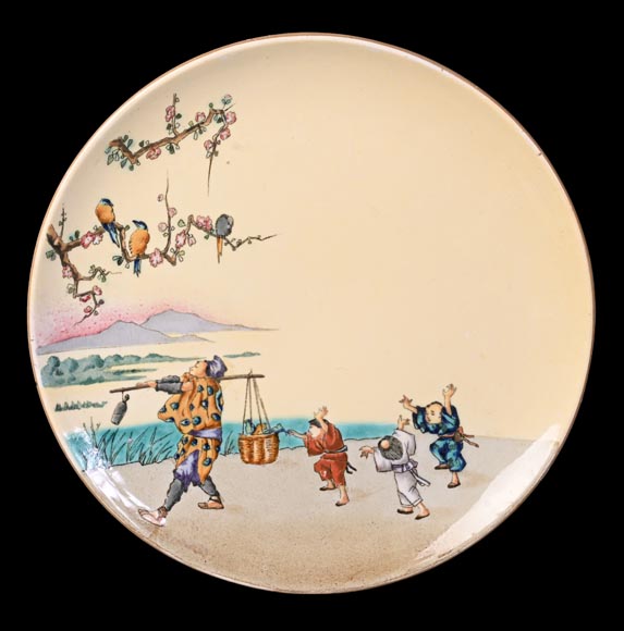 Manufacture Jules Vieillard & Cie, service de 9 assiettes japonisantes-13