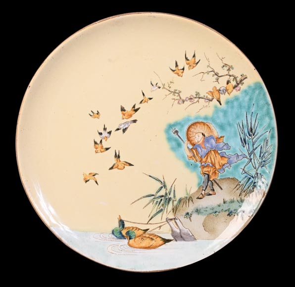 Manufacture Jules Vieillard & Cie, service de 9 assiettes japonisantes-15