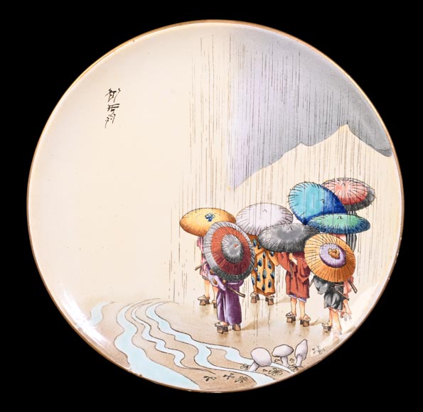 Manufacture Jules Vieillard & Cie, service de 9 assiettes japonisantes-17