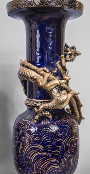 Garniture de cheminée japonisante au chien de Fô-12