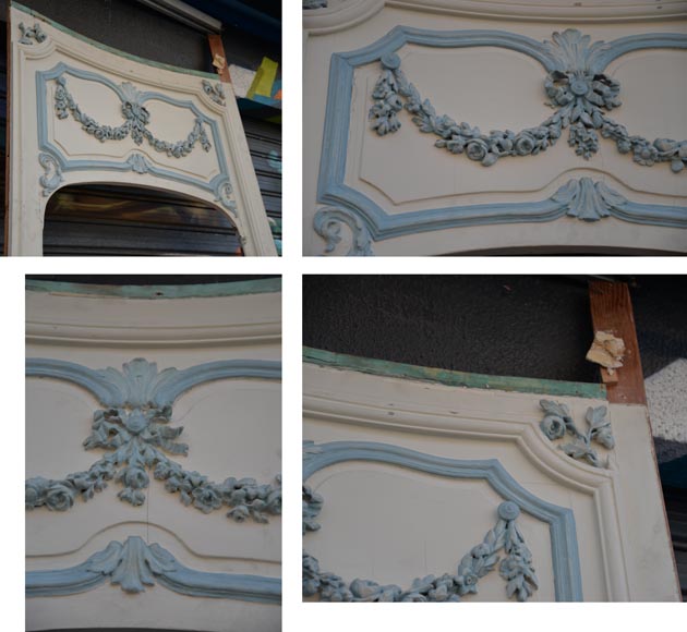 Eléments de boiserie de style Louis XV blanc et bleu pastel-17