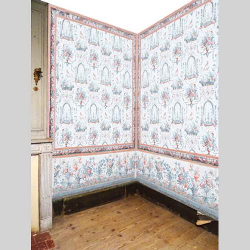 Décor d’une chambre en papier peint (manufacture Réveillon)