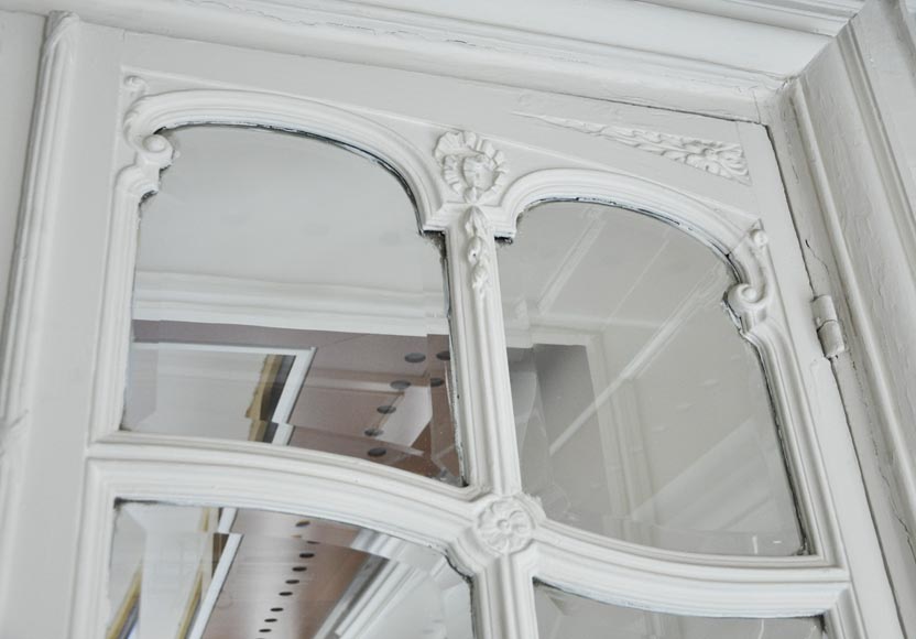 Double porte à petits carreaux en verre biseauté, de style Napoléon III-2