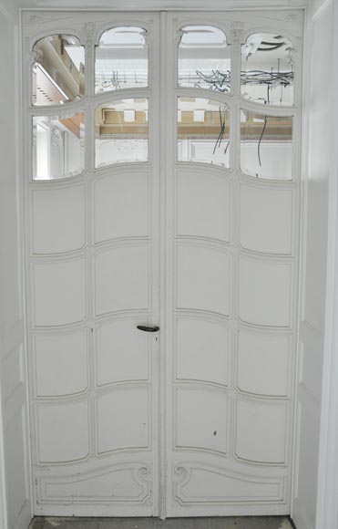 Double porte à petits carreaux en verre biseauté, de style Napoléon III-7